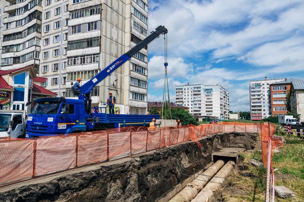 Замена магистрального трубопровода на улице Ильи Мухачева в 2019 году